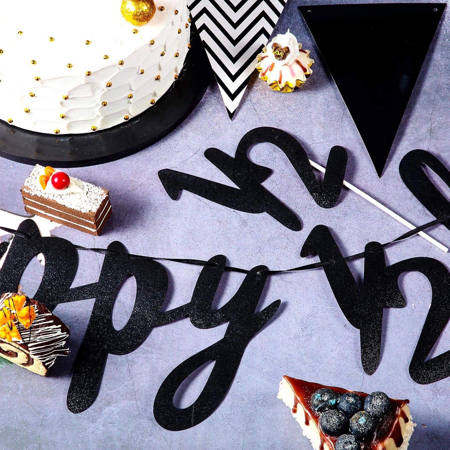 Boao Pre- Strung Half Birthday Decorations Set 6 Months Happy 1/2 Birthday Banner, Glitter 1/2 Half Year Cake Topper, Triangle F