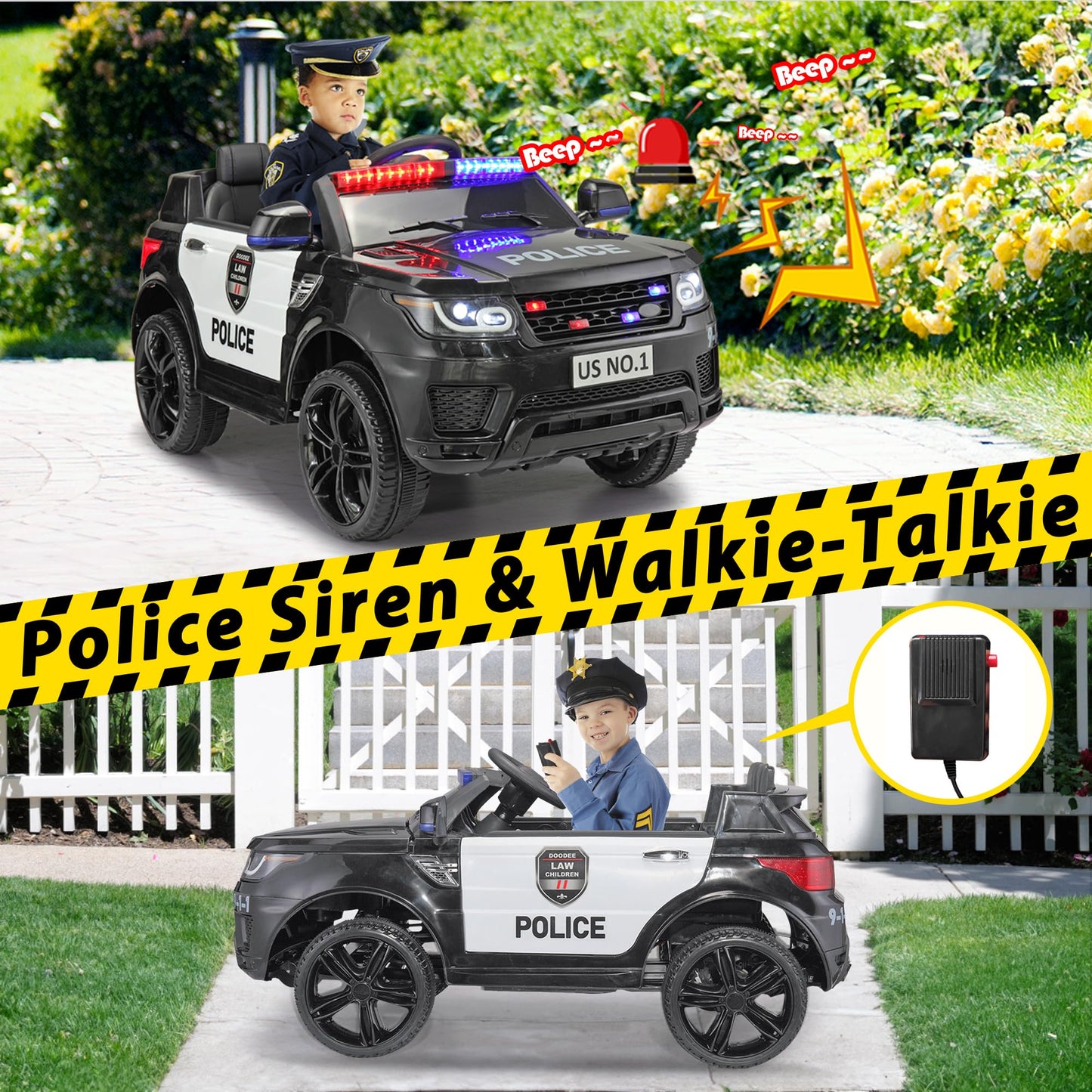 Police Car Ride On TOBBI Kid Car Cop Car for Kids to Drive with Parent Remote 12V Big Police Car Toys for Boys Toddler Electric