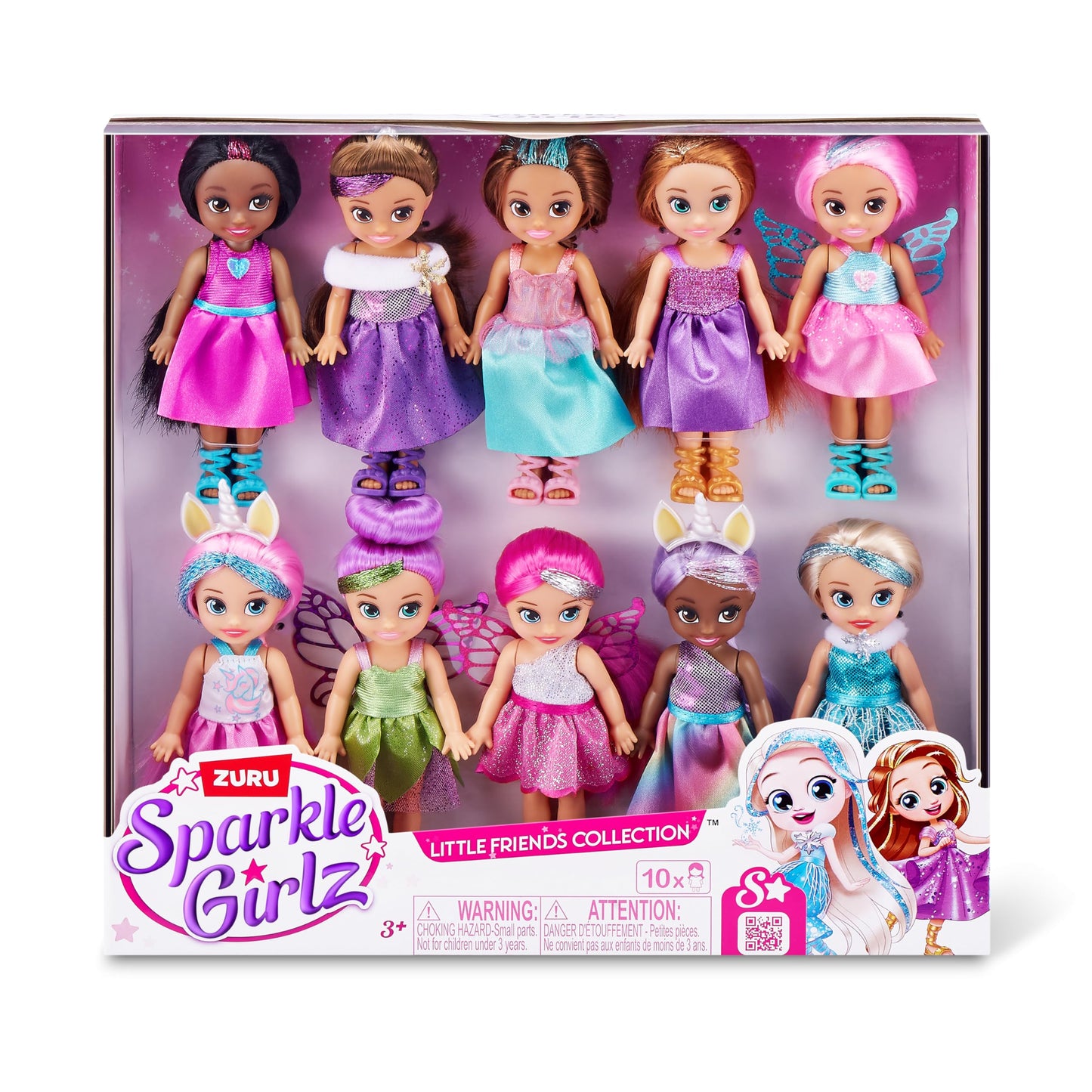 Sparkle Girlz-Dolls-4.7-Fantasy Little Friend Collection Set of 10 by ZURU, Perfect Girls for Kids 3 Years Old and Up