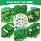 Becfupo 196Pcs St. Patrick's Day Accessories: 100 Pcs Metallic Green Beaded Necklaces & 96 Pcs Temporary Tattoo Stickers - Irish