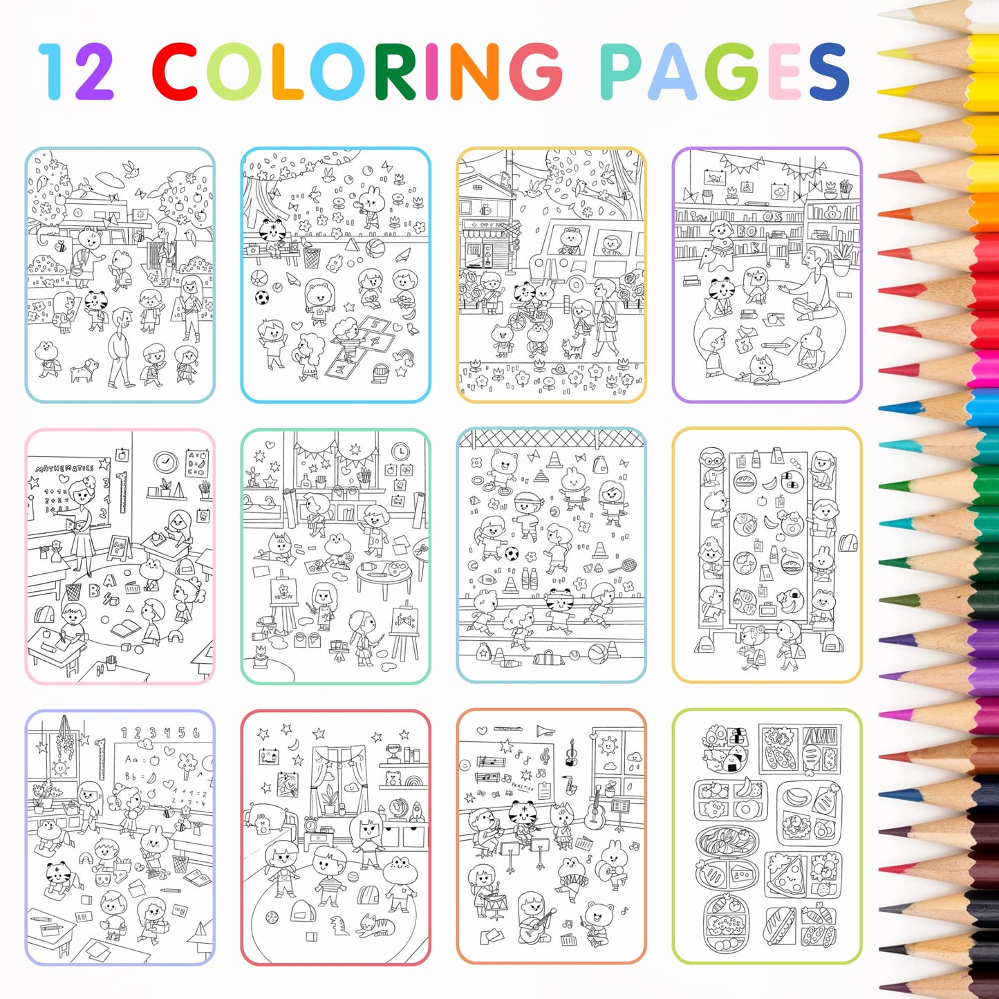 Lets Go To School Toddler Sticker Book By Cupkin: Side By Side Activity Books - 12 Scenes With 500+ Back To School Stickers For