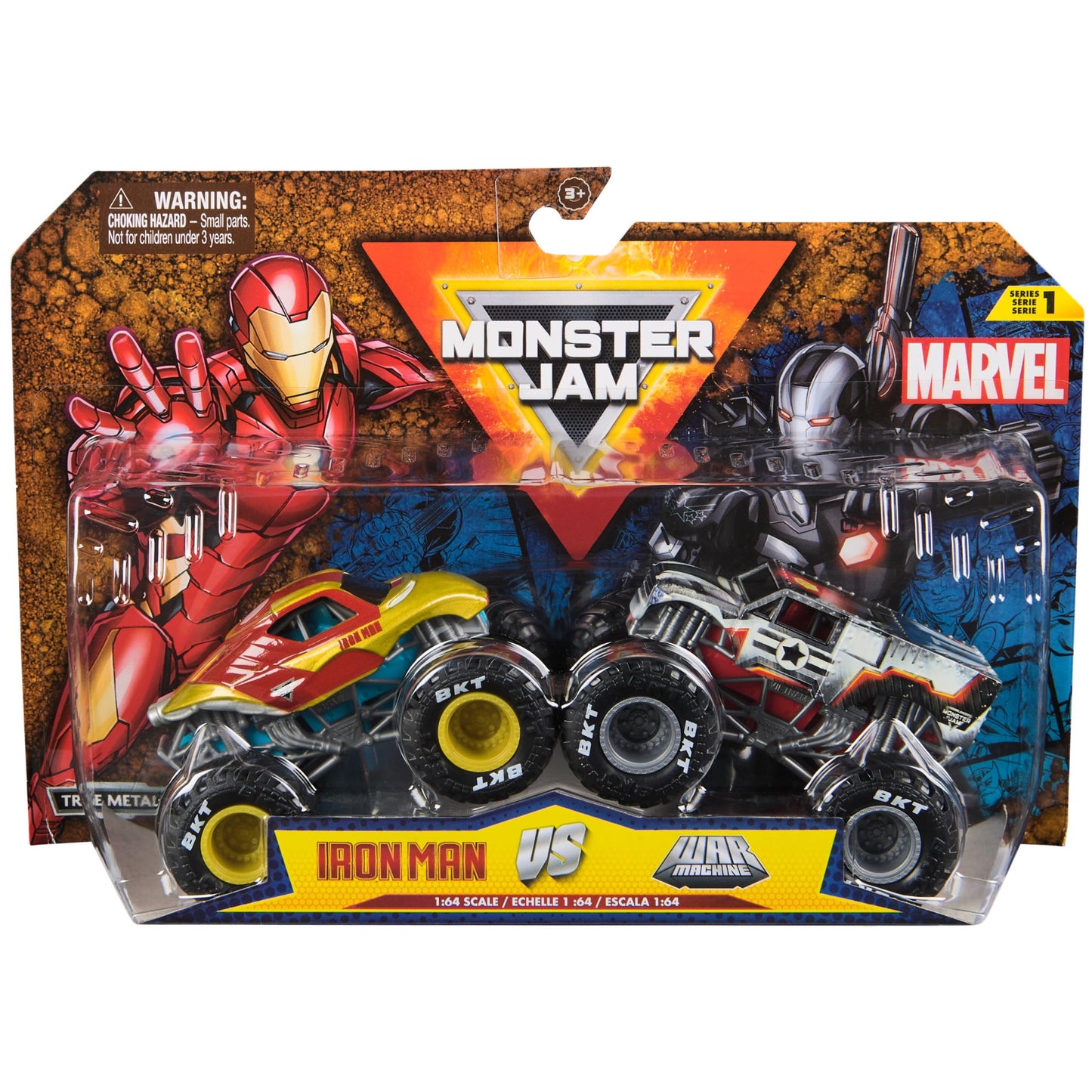 Monster Jam, Marvel Official Iron Man Vs. War Machine Die-Cast Monster Trucks, 1:64 Scale, Kids Toys For Boys And Girls Ages 3 A