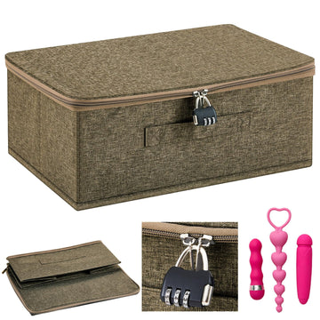 Briwooody Discreet Lockable Toy Bag Storage Organizer Toy Bag Storage Bins Case with Zipper Lid for Women and Men Clothes Contai