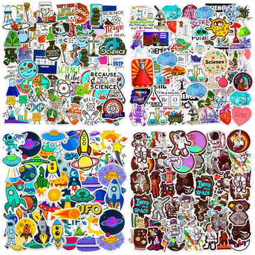 Zonon 200 Pieces Student Science Laboratory Stickers And Astronaut Space Sticker Set For Laptop Water Bottle Guitar Skateboard, Teens Kids Personalized Decals(Cute Style)
