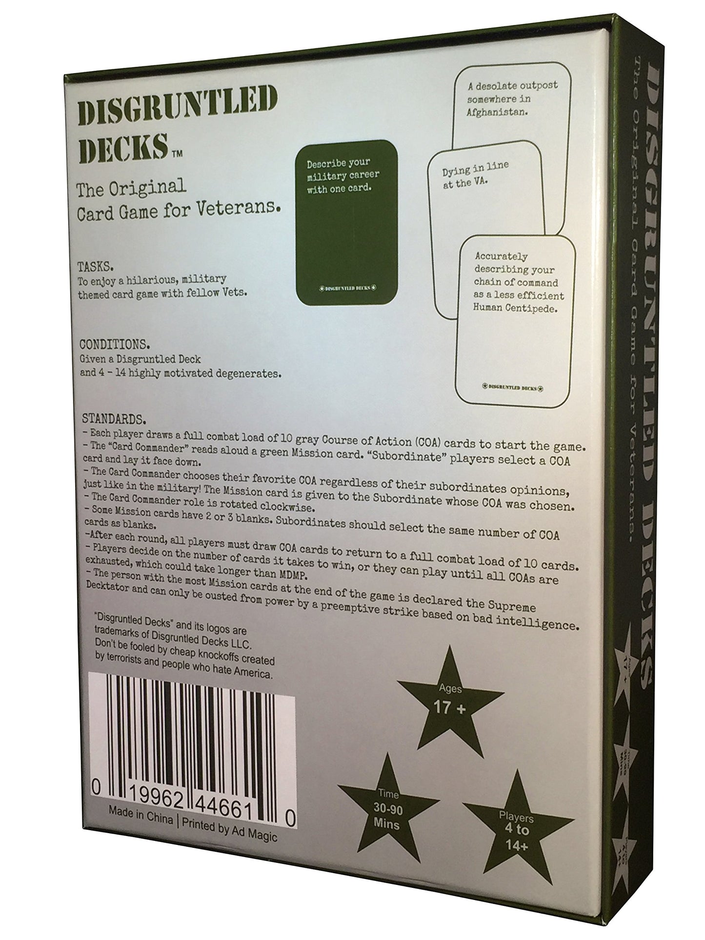 Disgruntled Decks Military Party Card Game - Army-Themed, Grey, 5.79" x 7.72" x 1.5", Cardstock
