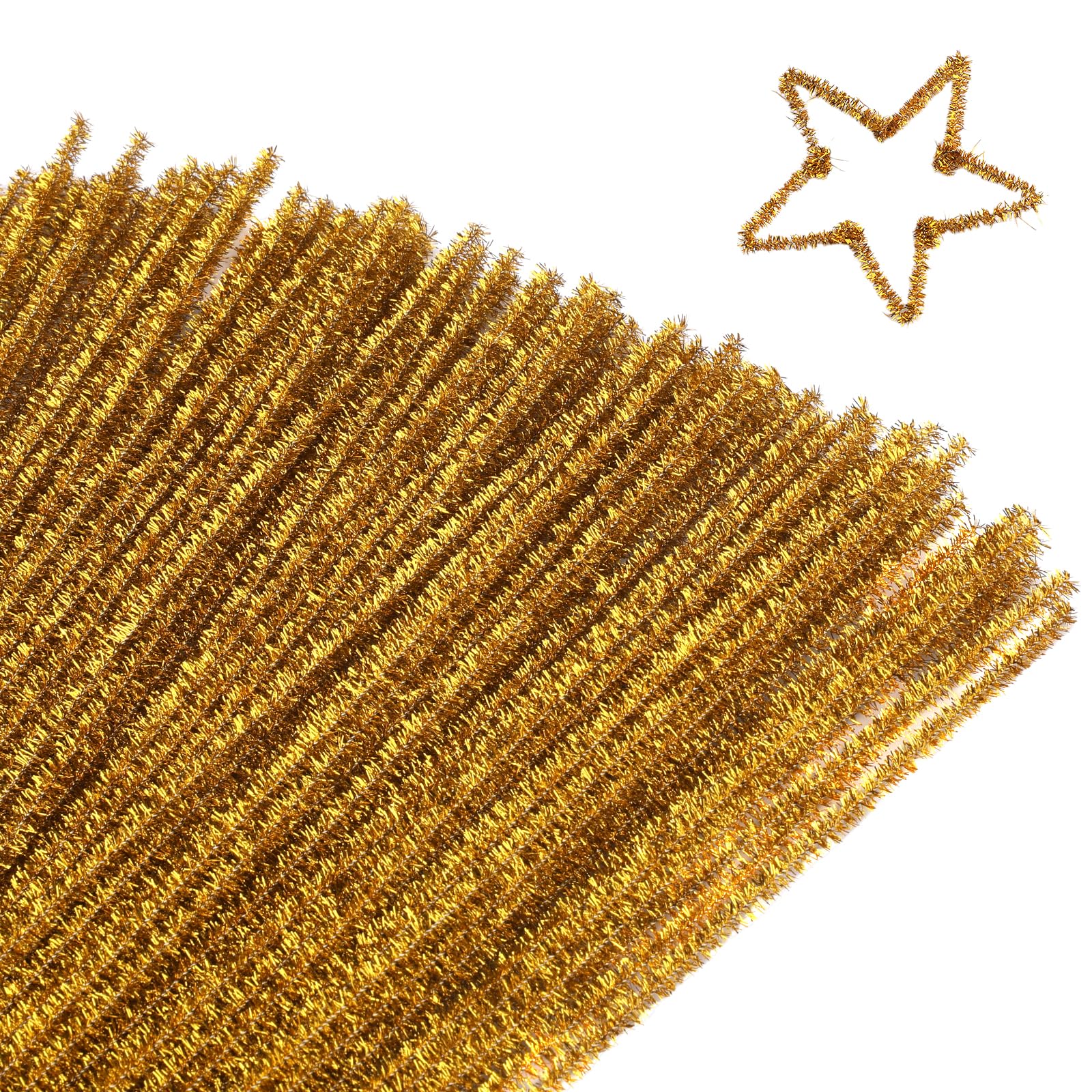 Giwrmu 100 Pieces Pipe Cleaners Chenille Stem, Golden Pipe Cleaners Craft, Fuzzy Sticks Craft Supplies, Colored Pipe Cleaner for