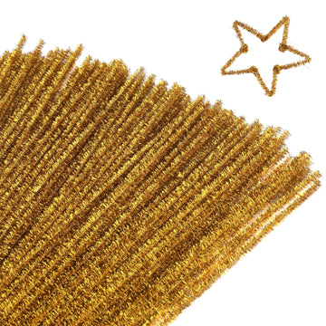 Giwrmu 100 Pieces Pipe Cleaners Chenille Stem, Golden Pipe Cleaners Craft, Fuzzy Sticks Craft Supplies, Colored Pipe Cleaner for