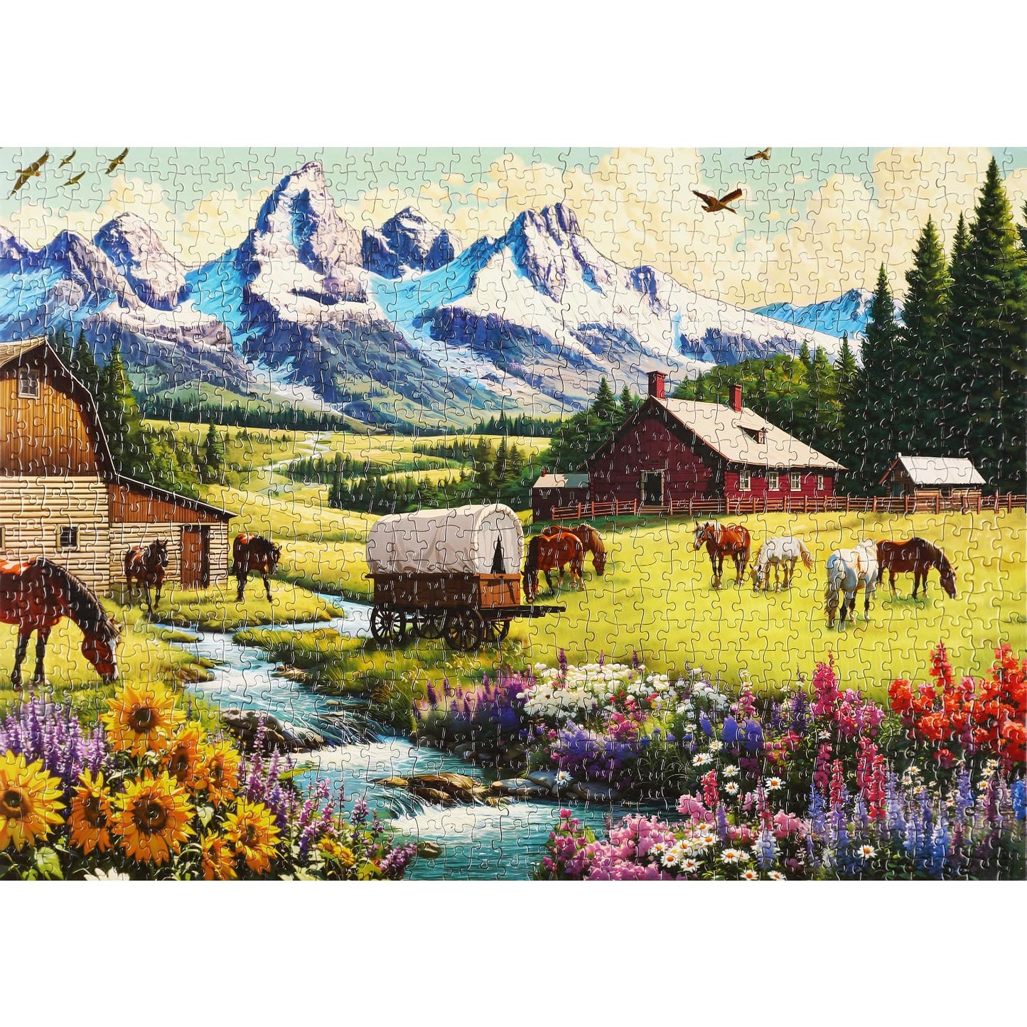 Sutinban 1000 Piece Puzzle for mature-themeds Snow Mountain Pastoral Jigsaw Puzzle 1000 Pieces Serene and Simple Lifestyle Jigsaw Puzzles Great Gift for Puzzle Lovers 27.5 ' 'X19.7 ' '