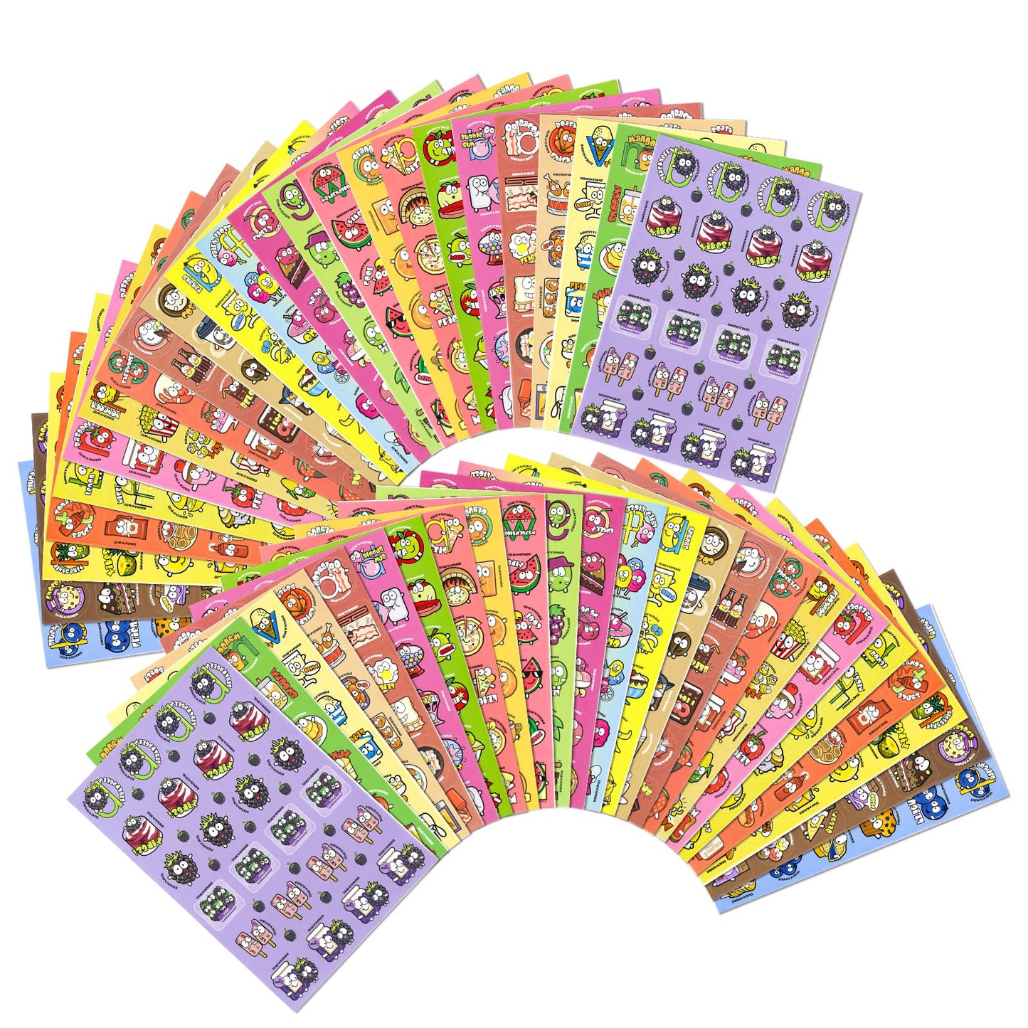 Vkpi Scratch And Sniff Stickers, 1152 Pieces Fruits And Foods Snacks Smelly Stickers, 24 Different Scents, 48 Sheets, 144 Design