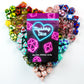 1985 Games Mystery Sweetheart Dice, Set of 7 Polyhedral Dice, Wide Range of Patterns, Gaming Dice, Suitable for Role Playing, Ta