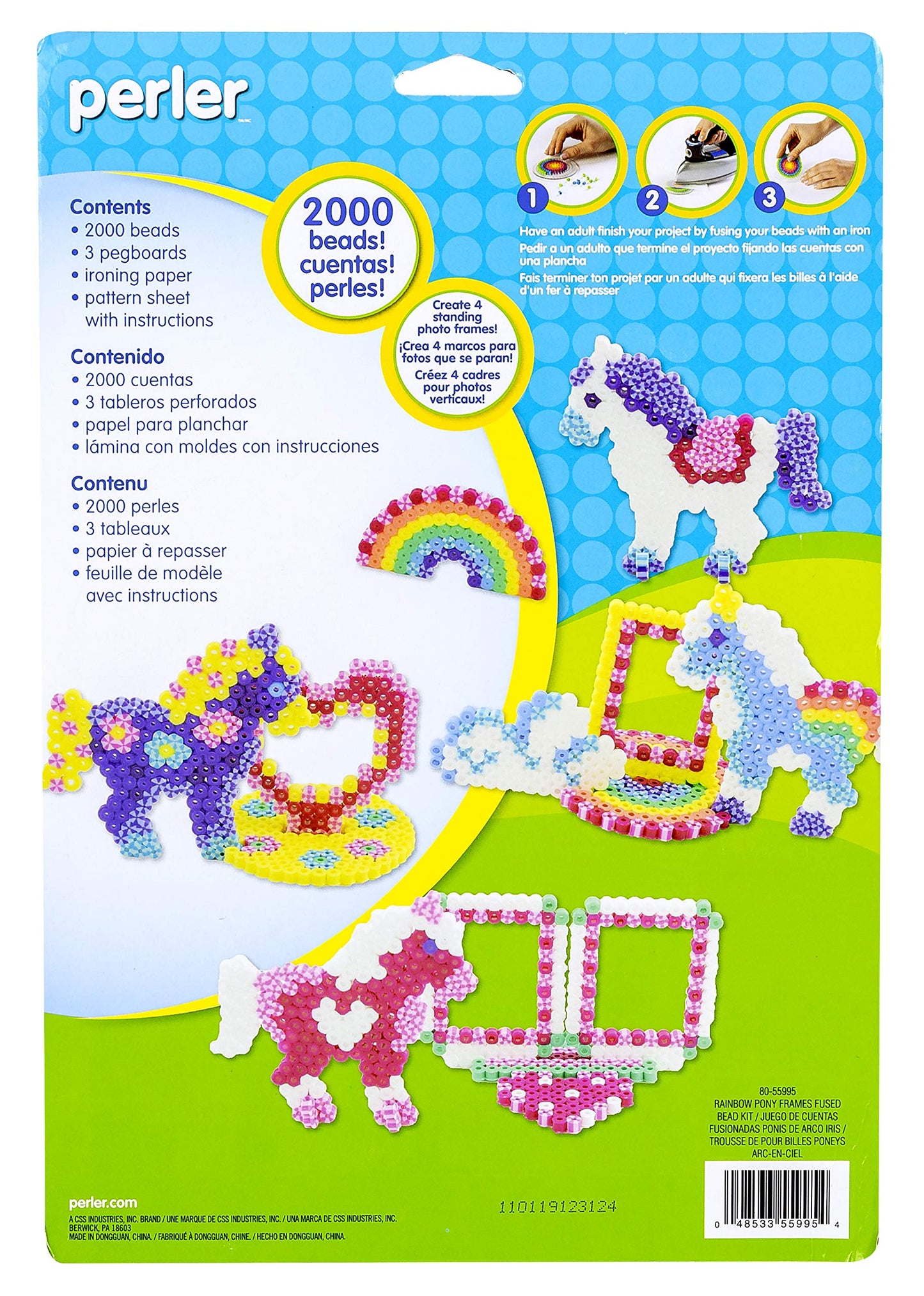 Perler Beads Rainbow Pony Fused Bead Kit Beads for Girls, 2000 pcs
