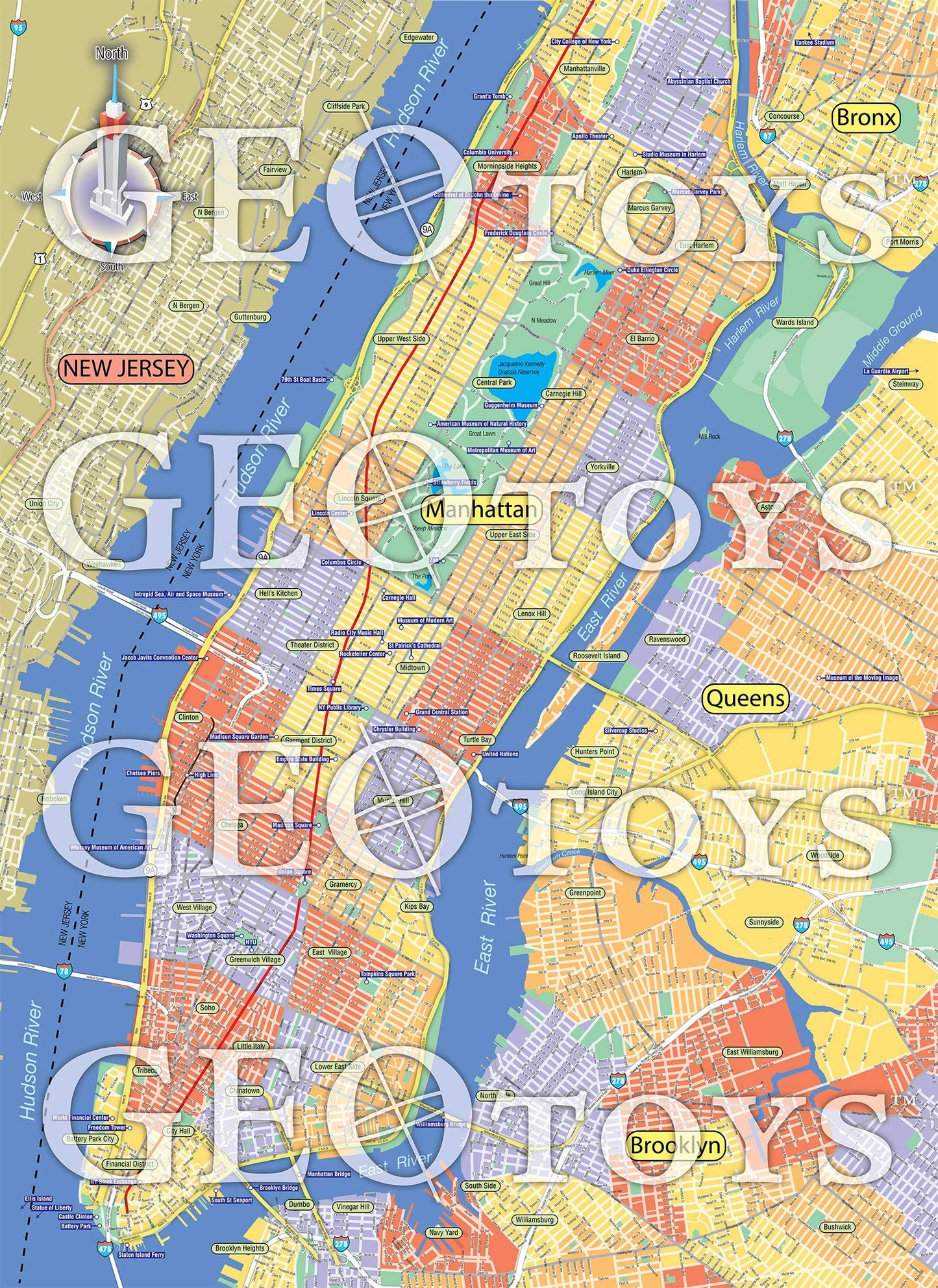 GeoToys Metropuzzle  New York City Jigsaw Puzzles 1000 Pieces  Detailed City Map Geography Puzzle  Challenging mature-themed Puzzle  Fun Puzzles for mature-themeds  Family Puzzles  US City Map Poster Included
