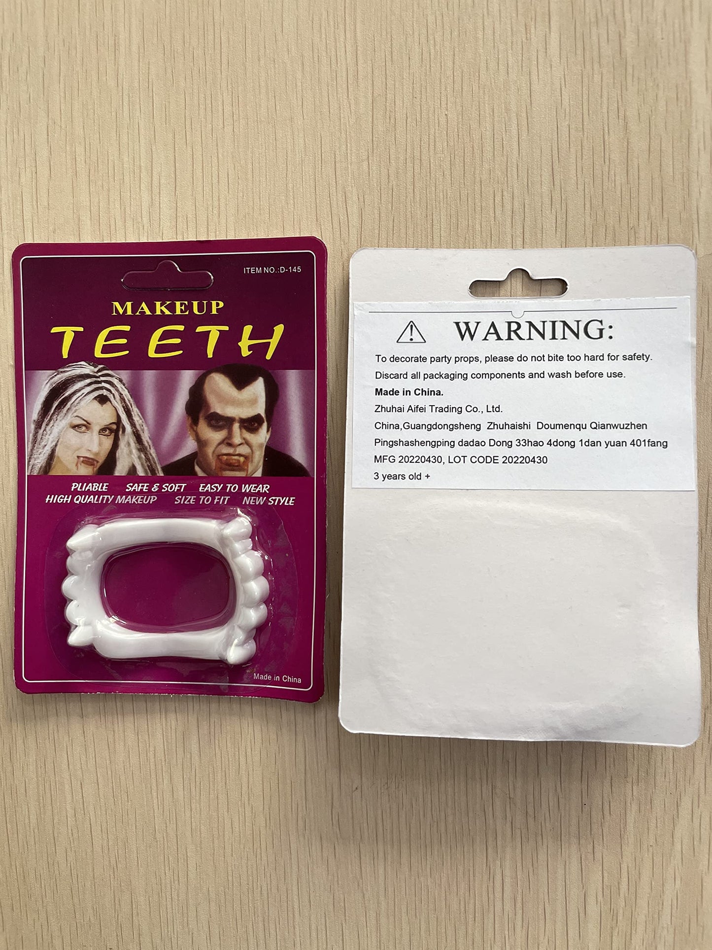 Boieo White Vampire Fangs for Kids - Halloween Costume Props - Small Plastic