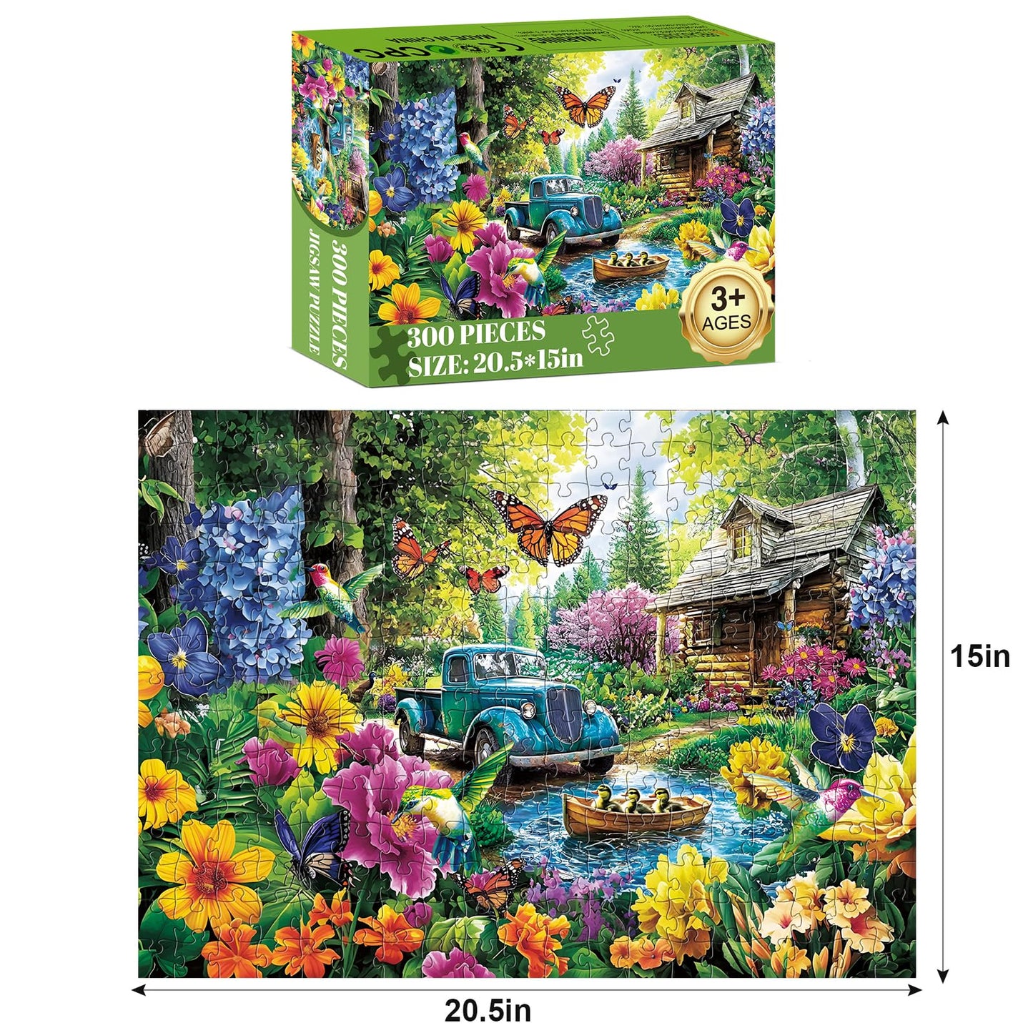 Najiaxiaowu 300 Piece Jigsaw Puzzle - Lake House Landscape, Cardboard, 20.5x15in, Fun for Adults & Kids Ages 8-12, Great Family Game