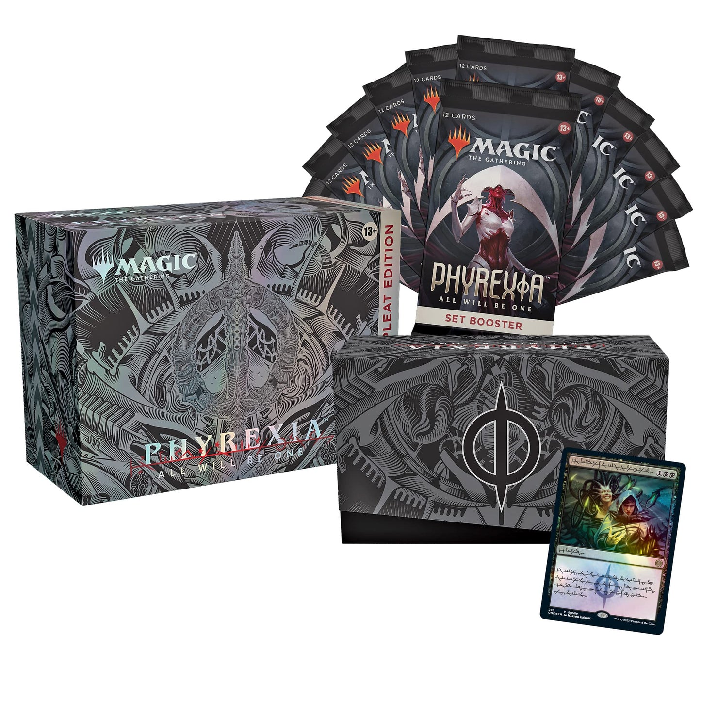 Magic: The Gathering Phyrexia: All Will Be One Bundle - 1 Compleat Edition Booster  12 Set Boosters  limited availability Accessories