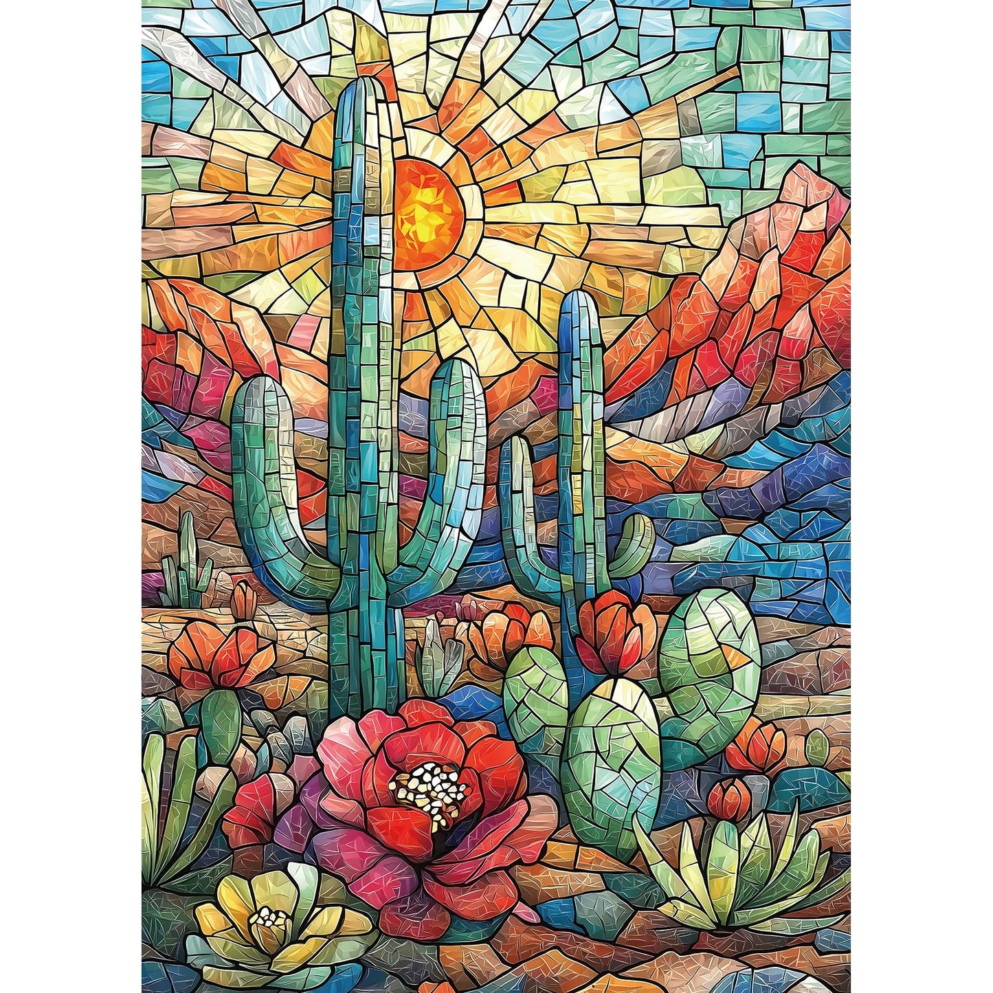 Blueforest Cactus Puzzle Puzzles For Adults 1000 Pieces, Impossible Hard Difficult Challenging Plant Puzzles For Adults, Colorfu