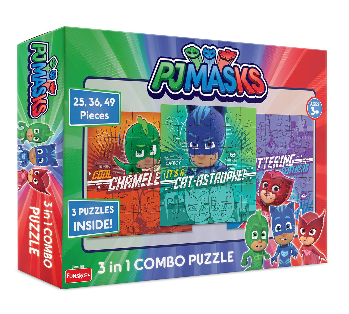 FunskoolPj Masks 3In1 Combo,Educational,25,36&49 Pieces,Puzzle,For 3 Year Old Kids And Above,Toy