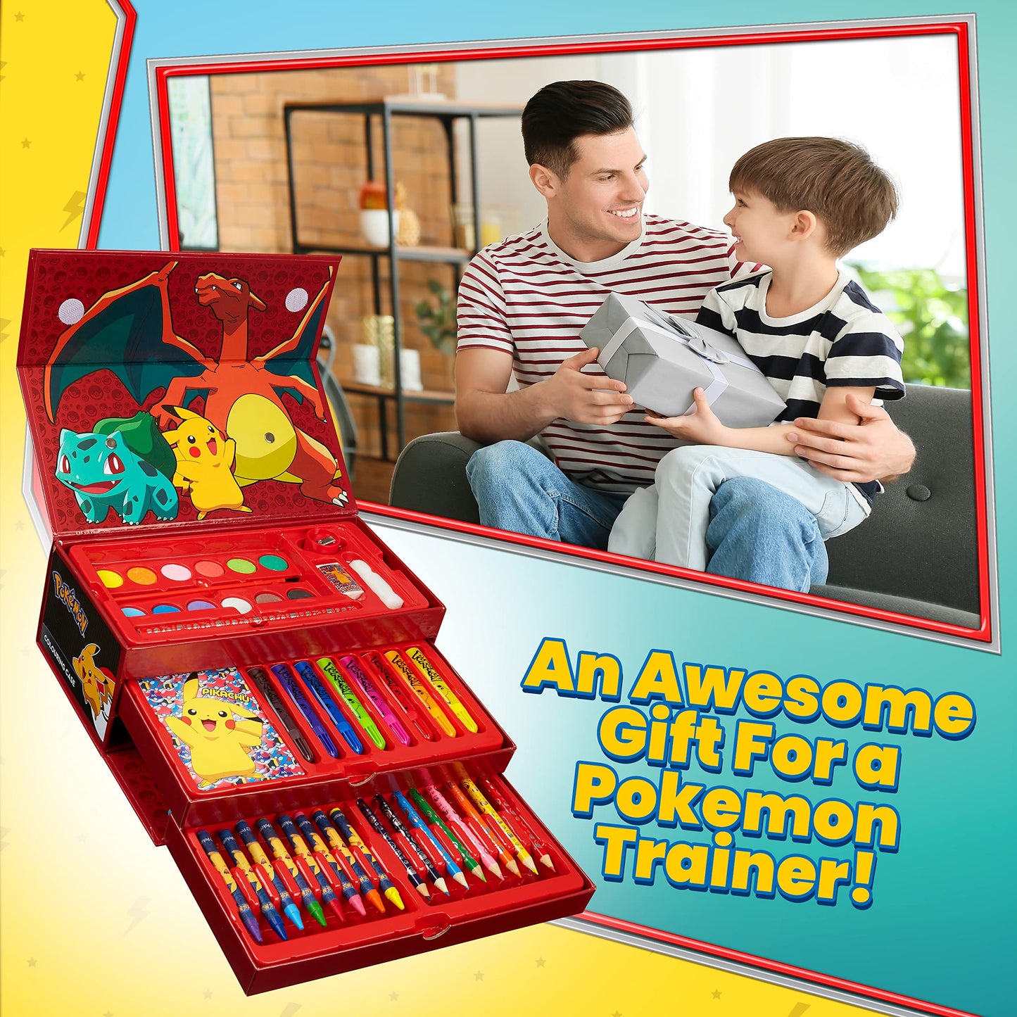 Pokemon Art Set, Colouring Sets for Children, Over 40 Art Supplies for Kids
