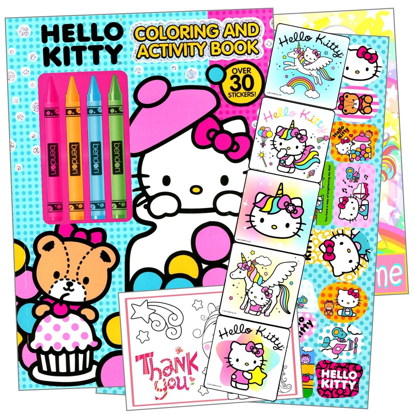 Hello Kitty Coloring Book And Stickers Bundle Includes Hello Kitty Coloring Book, Hello Kitty Stickers, Reward Stickers, Specialty Door Hanger, And More (Hello Kitty Stickers), Large