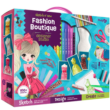 Pretty Me Fashion Design Studio - Sewing Kit for Kids - Designer Dress Girls Arts Crafts Kits Ages 8, 9, 10, 11, 12 Age - Sketch