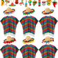 Panitay 24 Pcs Mexican Poncho And Sombrero Set And Fiesta Necklaces Bead,Cinco De Mayo Mexican Fiesta Serape Poncho With Straw S
