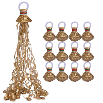 12 Pack Golden Streamer Poppers, No Mess Confetti Poppers,Party Poppers No Mess Streamers Easy to Clean Handheld Streamer Cannon