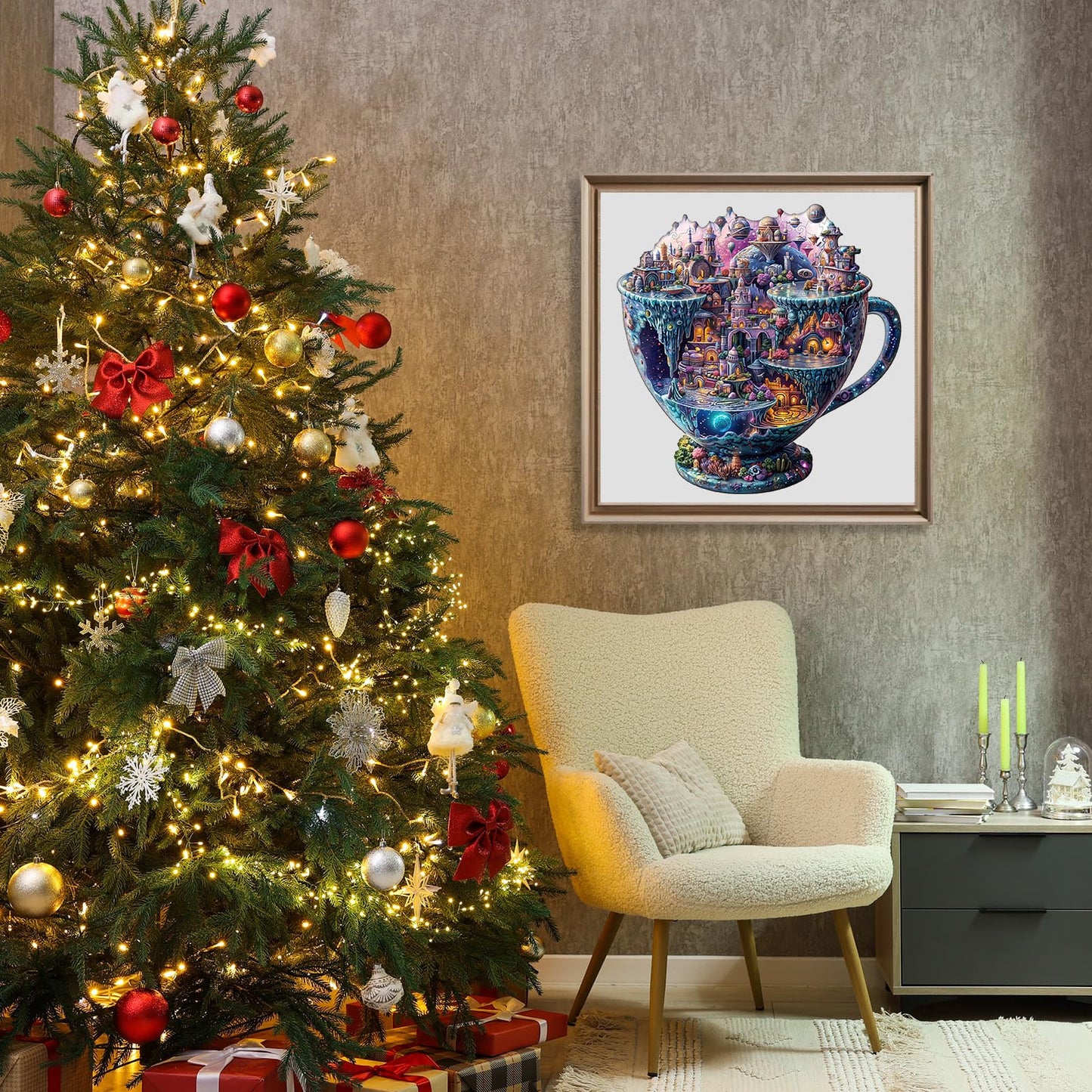 Wooden Puzzles for mature-themeds - Interstellar City Wooden Jigsaw Puzzle - Unique Animal Shaped Wood Puzzles mature-themed - Christmas Birthday Gifts for mature-themeds/Friends/Family - 240pcs 13.4 * 13.1in