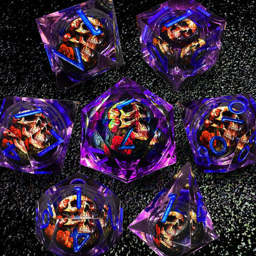 HAOMEJA Skull D&D Monster Resin Dice Set DND Skeleton 7 PCS Sharp Edges Dice with Gift Bag Apply to Dungeons and Dragons Role Pl