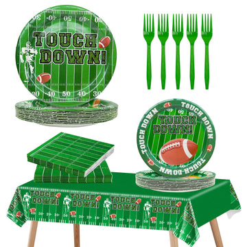 Lmjunzz 121Pcs Super Bowl Football Party Supplies Set, Serves 30 Guests Including Football Paper Plates, Dessert Plates, Napkins