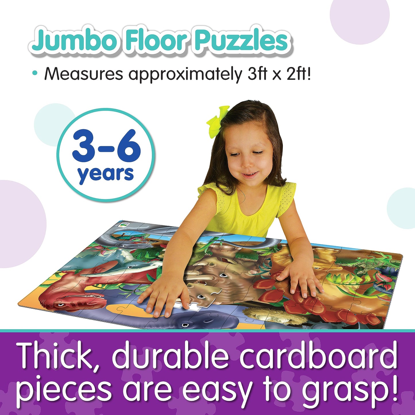 The Learning Journey: Jumbo Floor Puzzles - Dinosaurs - Dinosaur Puzzle, Giant Floor Puzzles For Kids Ages 3-5, Big Puzzles For Kids, Toddler Puzzles, Award Winning Educational Toys