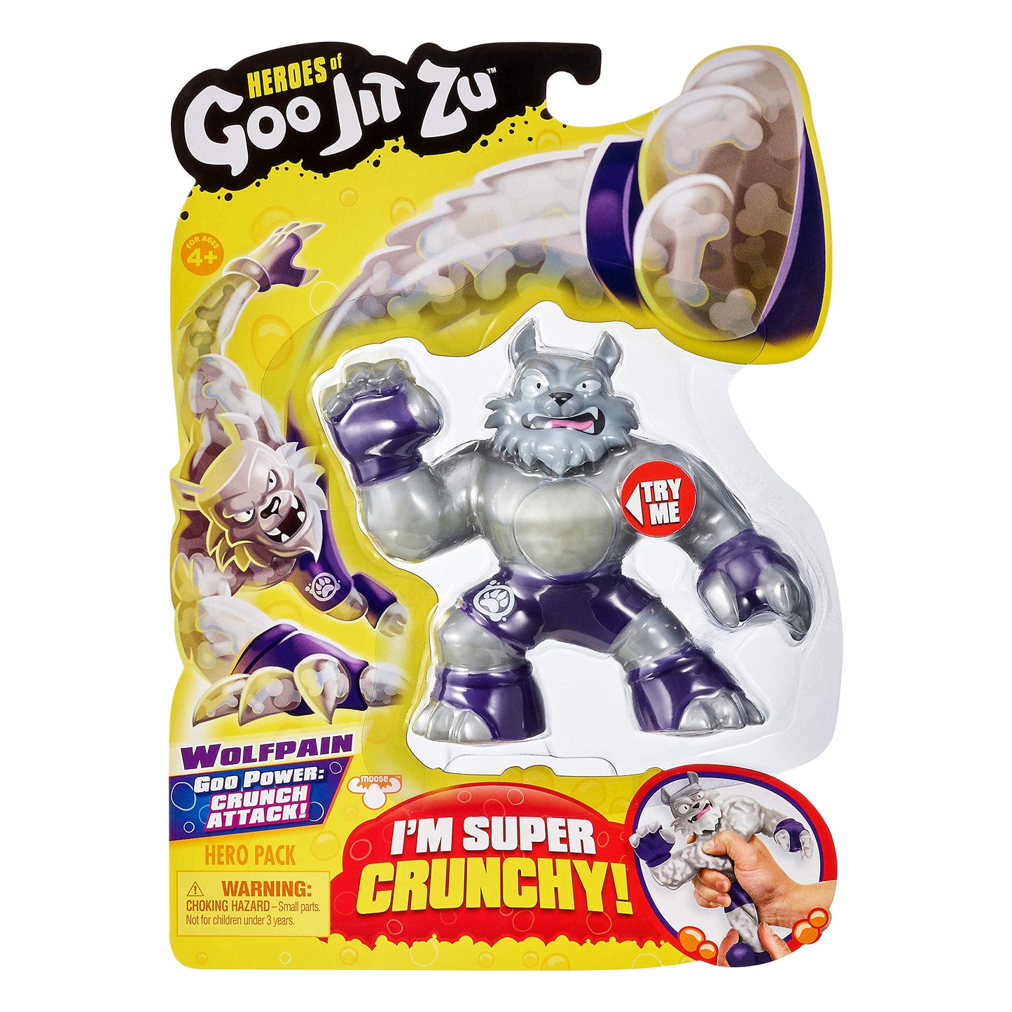Goo Jit Zu Heroes of Goo Jit Zu Crunchy Wolf Action Figure - Wolfpain, Multicolor, Model 41025