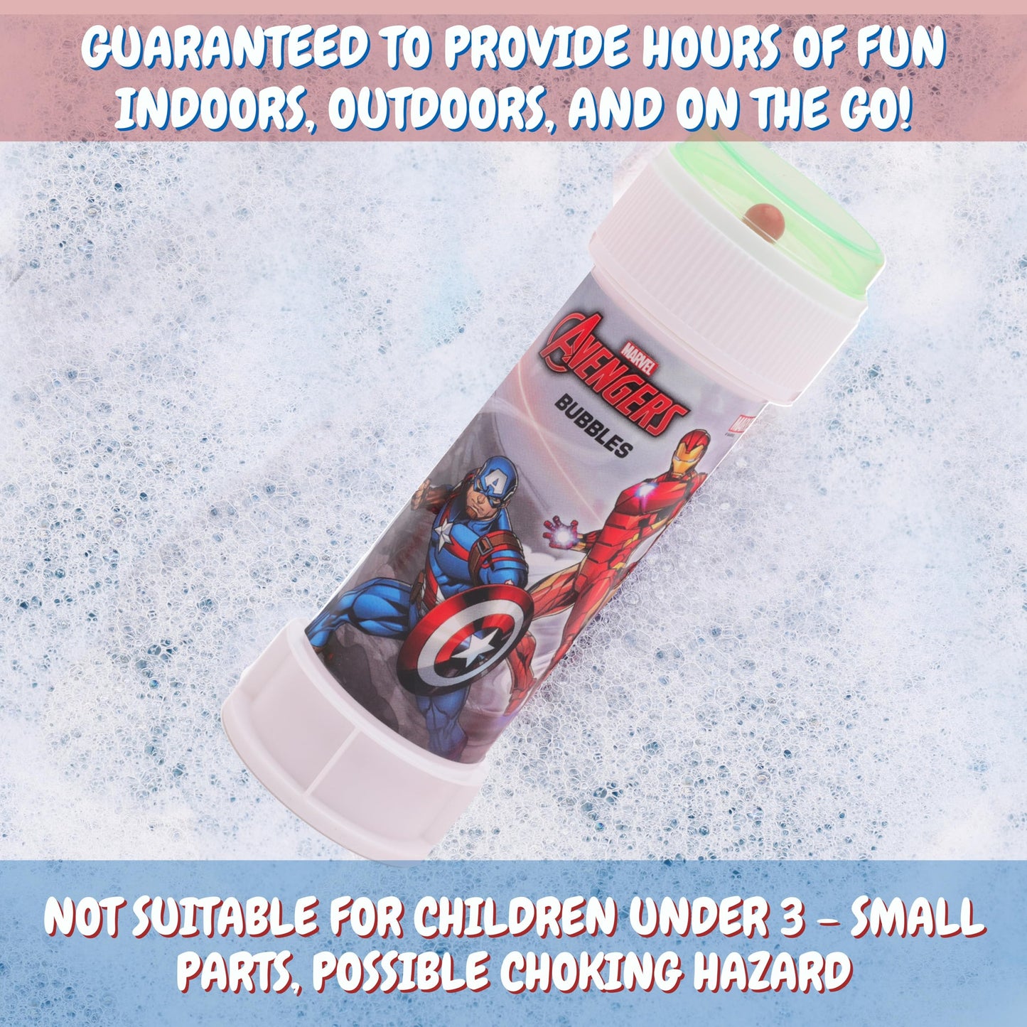 Toyland Pack of 12 Avengers Bubbles with Wands, 2fl oz Solution & Novelty Maze Lid - Pocket Money & Party Bag Toys