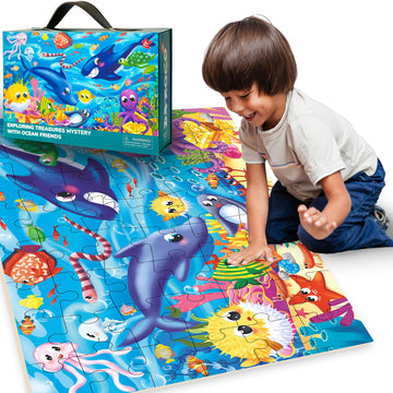Quokka Giant Floor Puzzles For Kids Ages 4-6 - 2X3 Feet 48 Piece Puzzles For Toddlers 3-5 - Large Educational Kids Puzzles Ages 2-4 - Ocean Activity Game For Boys And Girls