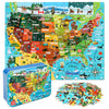 Lelemon Usa Map Jigsaw Puzzles In A Metal Box 100 Pieces Usa Map Jigsaw Puzzle For Kids Ages 4-8 Children Learning Educational P