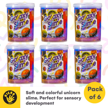 Kicko Marbled Unicorn Color Slime For Kids - 6 Pack Galaxy Slime - Colorful Galaxy Sludge - Gooey Fidget Set For Sensory And Tactile Stimulation, Slime Kit, Galaxy Party Favors, Educational Game