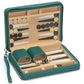 Yellow Mountain Imports Backgammon Mini Game Set - 9-inch Magnetic Checkers in Green Faux Leather Case - Travel Size HZ-BG005-A