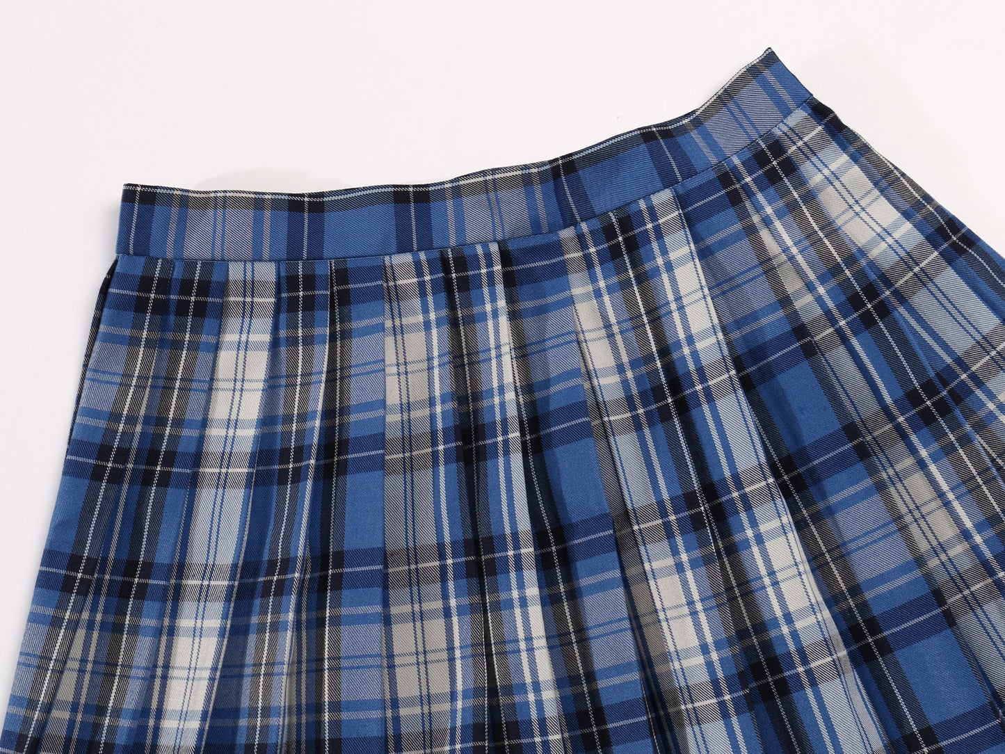 Beautifulfashionlife Girl'S A-Line Kilt Checkered High Waist Pleated Costumes (Xs,Blue White Black)