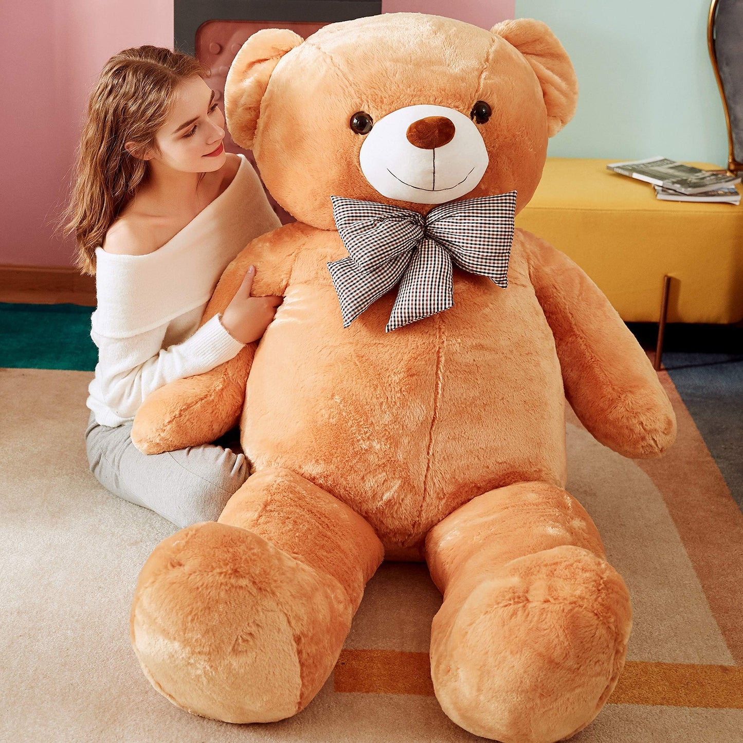 Ikasa Giant Teddy Bear Plush Toy Stuffed Animals (Brown, 59 Inches)
