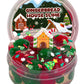 Gingerbread House Green & Red Pom-Poms Clear Slime, Good Stretchy Premade Slime, Slime Party Favors For Kids, Sensory Toys Girls