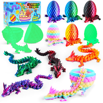 Impossmaker 6Pcs 3D Printed Easter Dragon Eggs With 3D Printed Dragon Inside, Easter Basket Stuffers Mini Dragon Egg Set Articul