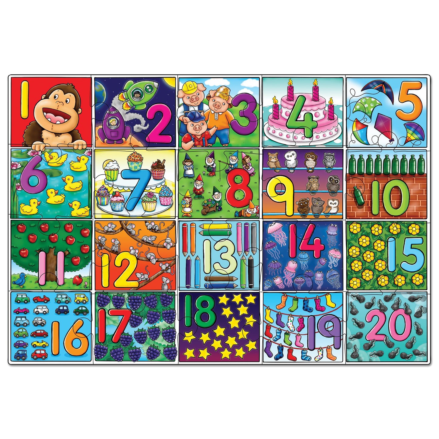 Orchard Toys Big Number Jigsaw Puzzle & Poster - 1-20 Number Puzzle