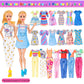 91Pcs 11.5 Inch Girl Doll With Clothes Accessories And Closet, Princess Gowns, Fashion Dresses, Outfits ,Swimsuits, Shoes, Hangers, Doll Dress Up Toys For Girls Kids Toddlers Toy (Include Doll)