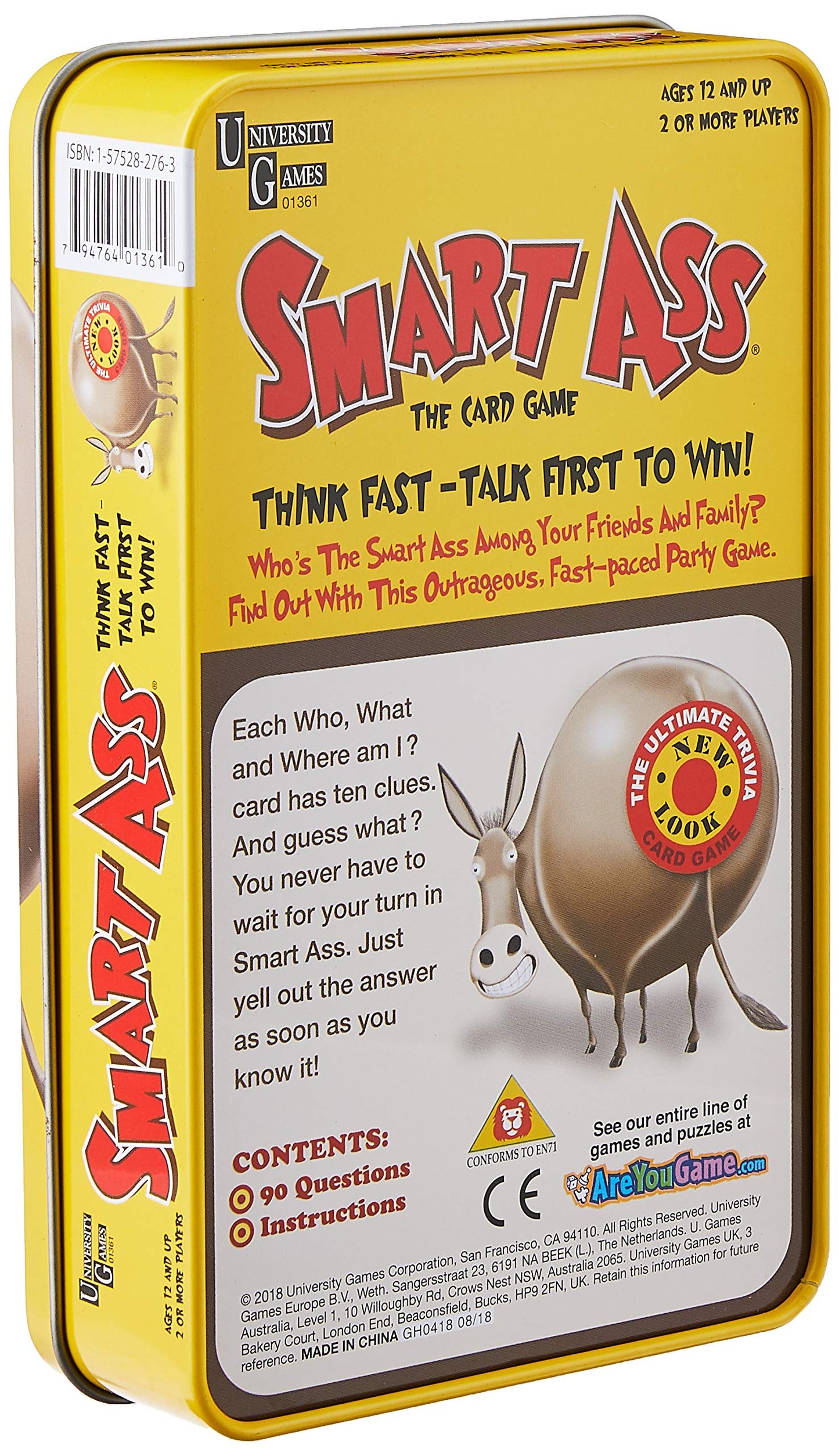 University Games, Smart Ass Party Card Game Tin, For 2 Or More Players Ages 12 And Up