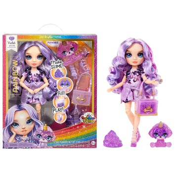 Rainbow High Violet, Purple With Slime Kit & Pet, 11' Shimmer Posable Fashion Doll With Diy Sparkle Slime, Magical Yeti Pet, Fun Play Accessories, Great Toy Gift For Girls Kids Ages 4-12 Years