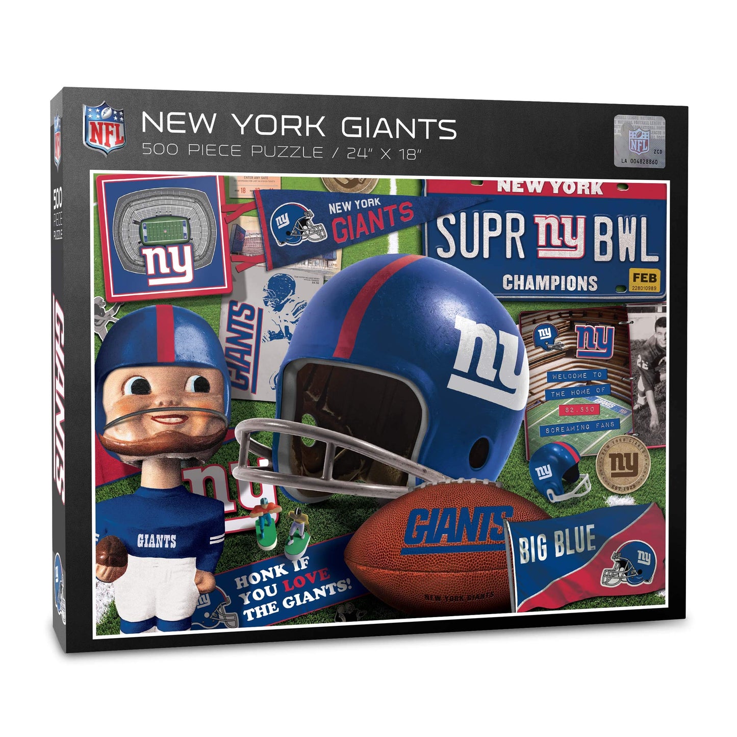 YouTheFan NFL New York Giants 500-Piece Retro Puzzle - Team Colors, Cardboard, Large