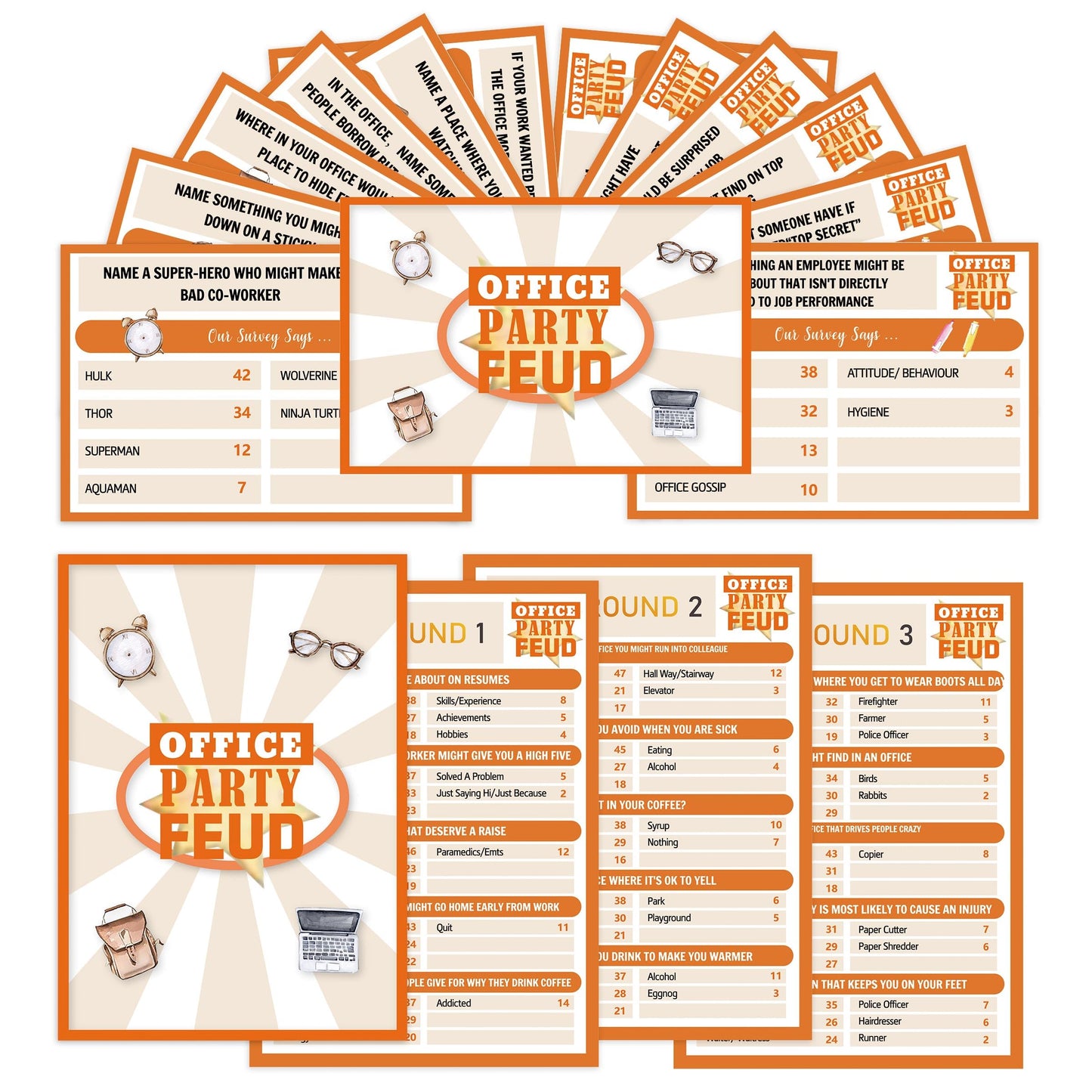 Xenseou Office Party Feud Game  Office Activity Games  Office Trivia Game Set  Games for Team Building  Office Party Game and Activity Supplies-OF03