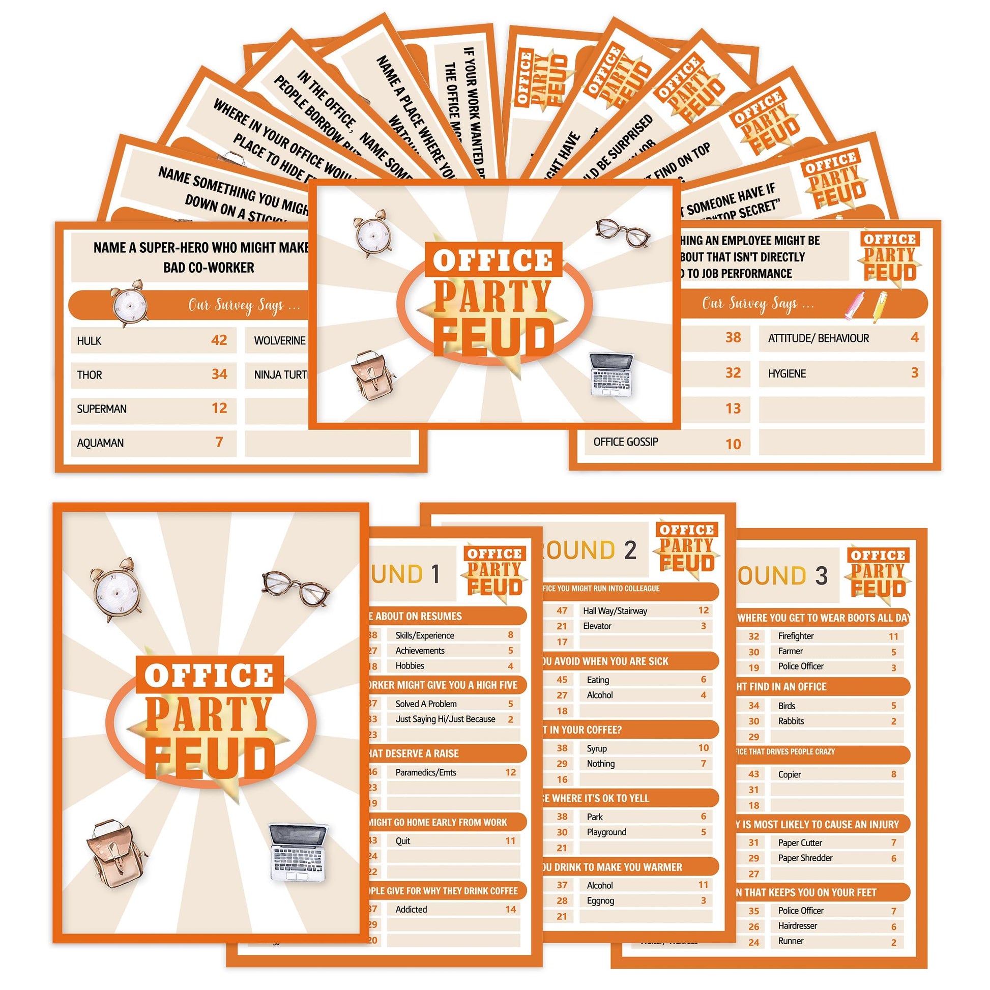 Xenseou Office Party Feud Game  Office Activity Games  Office Trivia Game Set  Games for Team Building  Office Party Game and Activity Supplies-OF03