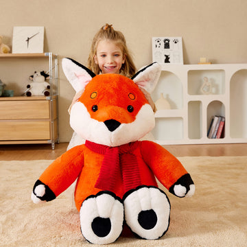 Earthsound Giant Fox Stuffed Animal Plush Toy,Large Realistic Fox Jumbo Big Size Soft Toys,Cute Huge Fluffy Plushy Oversized Fat