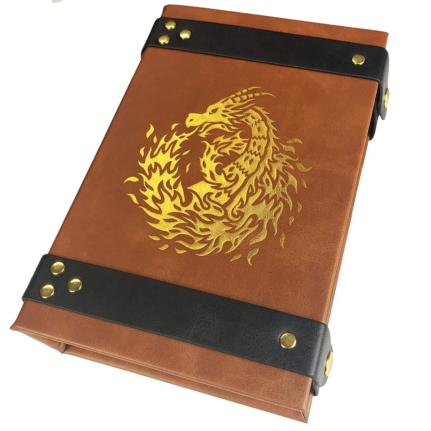 Fantasydice Book-Shaped Gold/Purple Fire Dragon Rolling Magic Book Tray For All Tabletop Rpgs Like D&D, Call Of Cthulhu, Shadowrun.
