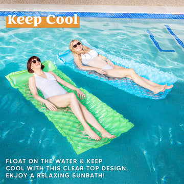 Sloosh Inflatable Pool Floats Raft Lounge For Adults,Floating Mat Swimming Pool Mattress With Headrest,2 Pieces Pool Float Air M